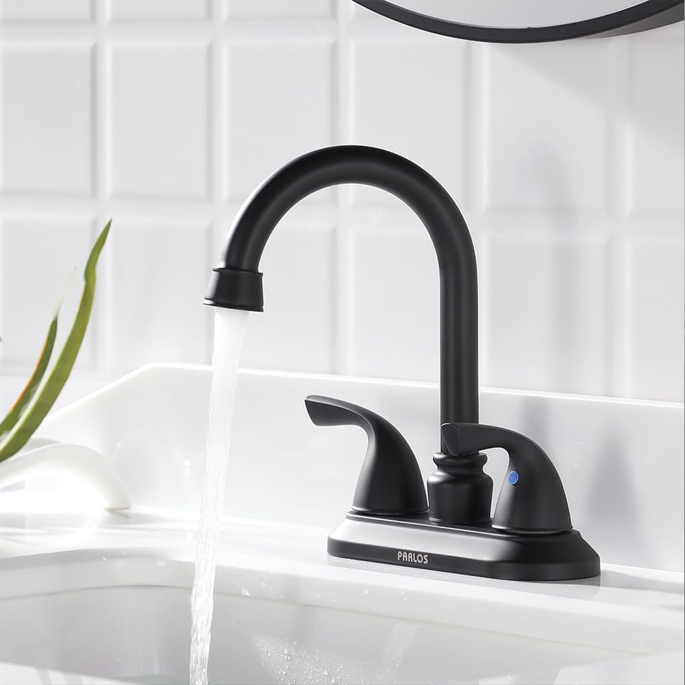 2-Handle Bathroom Faucet with Metal Drain Assembly & Supply Lines NSF Cupc Certified, Matte Black, 1359104