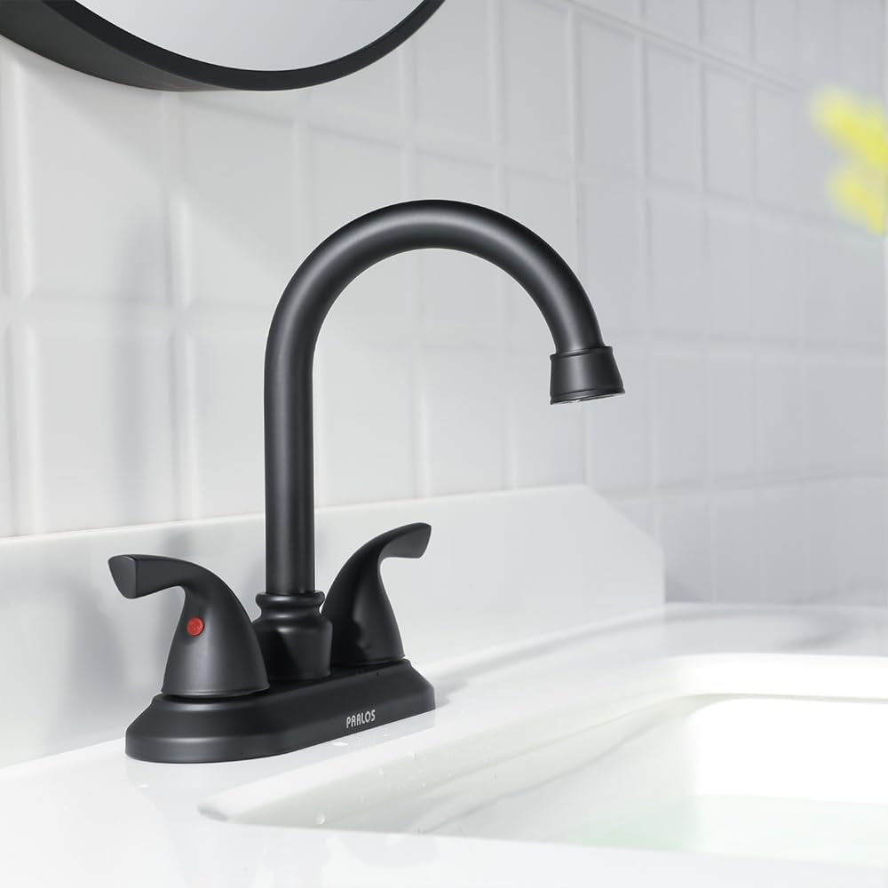2-Handle Bathroom Faucet with Metal Drain Assembly & Supply Lines NSF Cupc Certified, Matte Black, 1359104