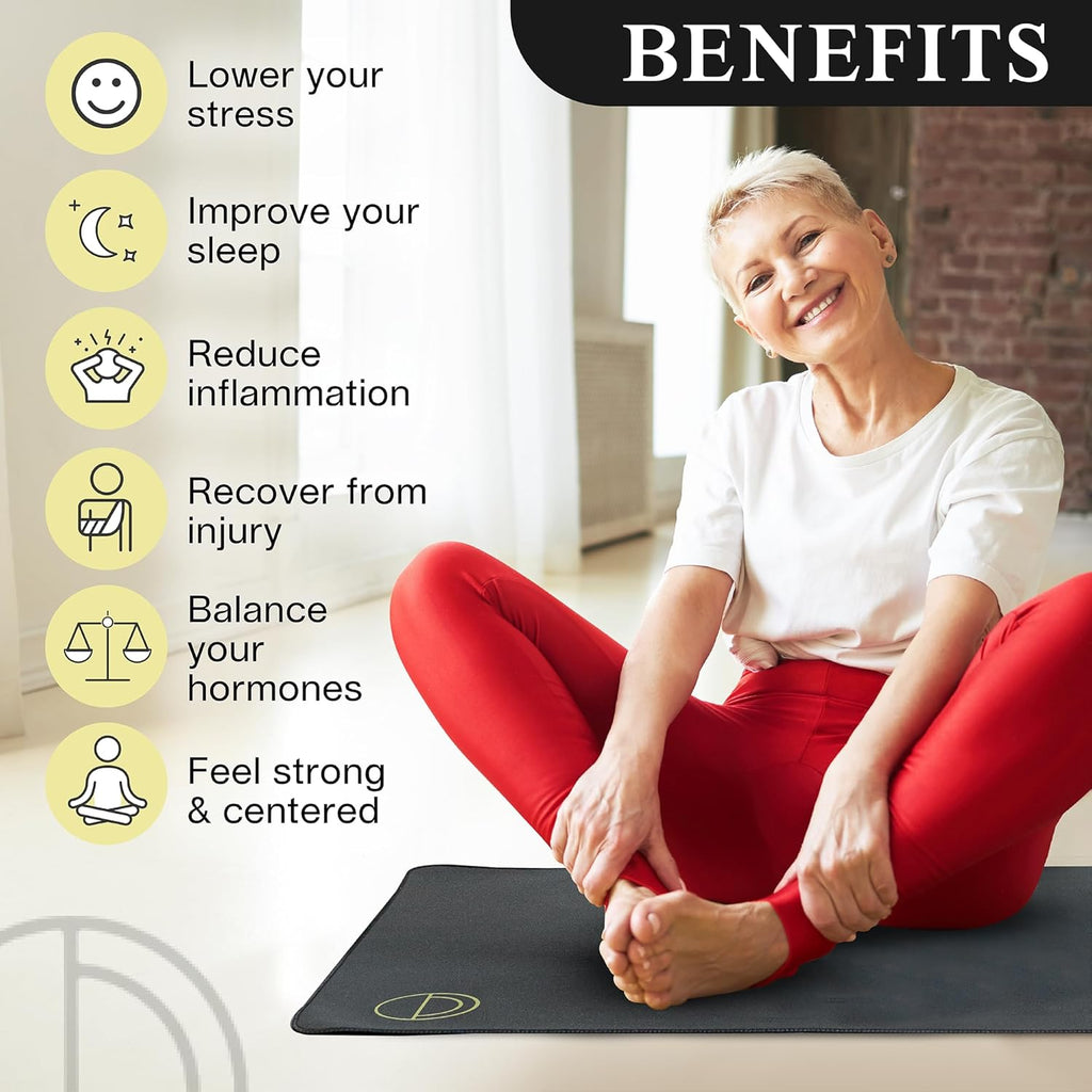 Grounding Mat for Bed 24X35In - Full Body Grounding Pad and Mattress Cover for Pain, Inflammation and Restful Sleep, Includes 15 Feet Cord and Outlet Tester for Safe Use