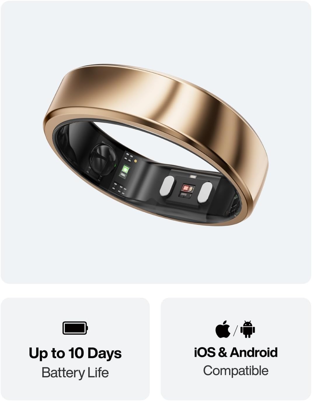 Gen 2 Air Ultra-Thin AI Smart Ring with 10-Day Battery Life, Comprehensive Fitness, Sleep, Stress, and Heart Rate Tracking for Men and Women, No App Fee for Standard Features, iOS and Android Compatible (Size 12, Dune Gold)