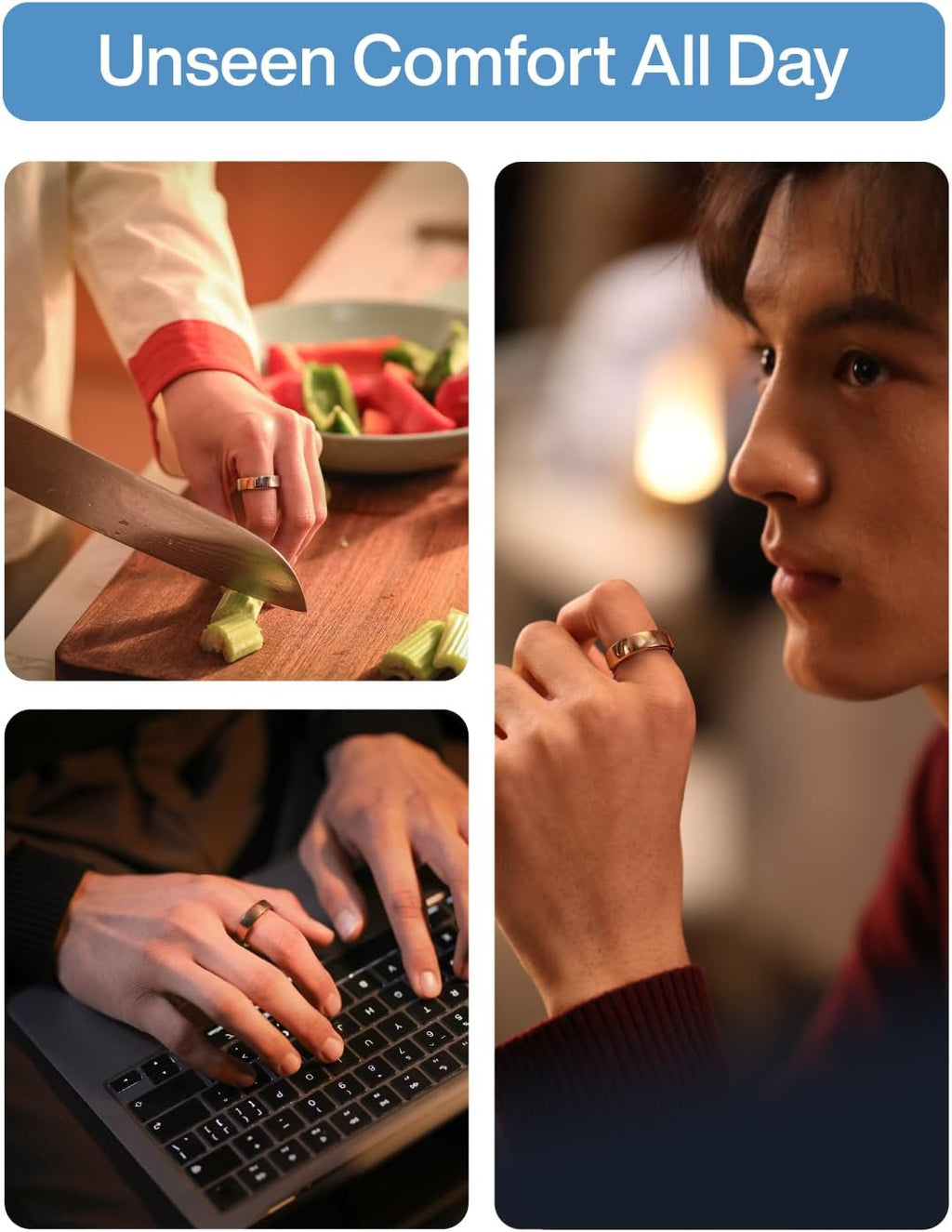 Gen 2 Air Ultra-Thin AI Smart Ring with 10-Day Battery Life, Comprehensive Fitness, Sleep, Stress, and Heart Rate Tracking for Men and Women, No App Fee for Standard Features, iOS and Android Compatible (Size 12, Dune Gold)