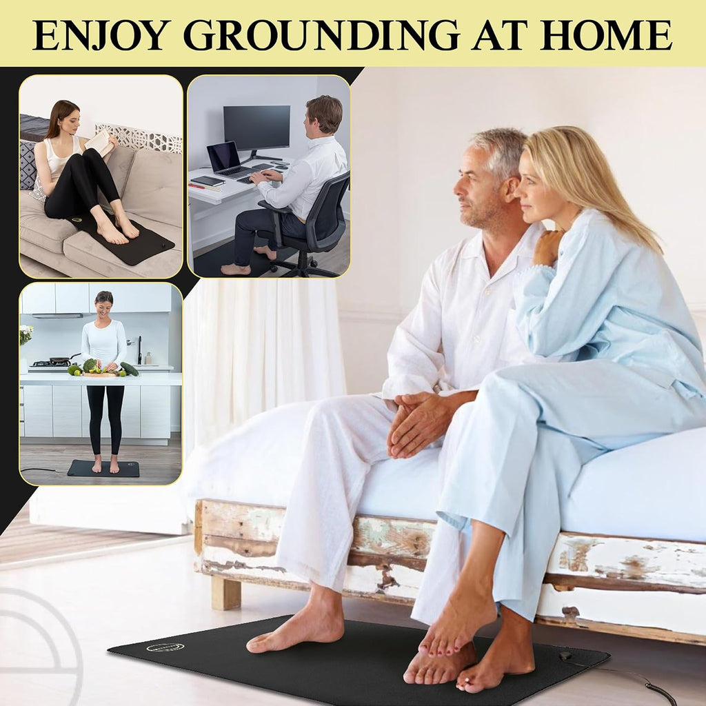 Grounding Mat for Bed 24X35In - Full Body Grounding Pad and Mattress Cover for Pain, Inflammation and Restful Sleep, Includes 15 Feet Cord and Outlet Tester for Safe Use