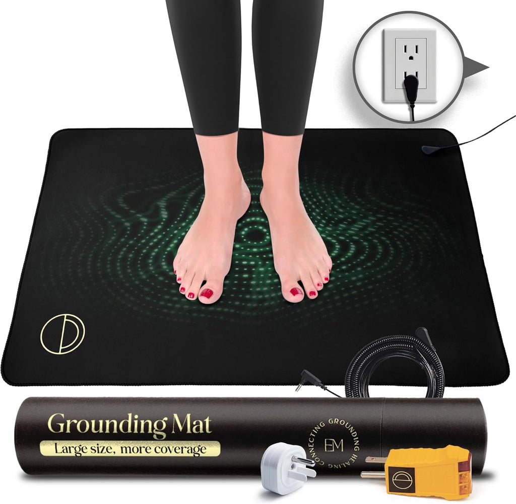 Grounding Mat for Bed 24X35In - Full Body Grounding Pad and Mattress Cover for Pain, Inflammation and Restful Sleep, Includes 15 Feet Cord and Outlet Tester for Safe Use