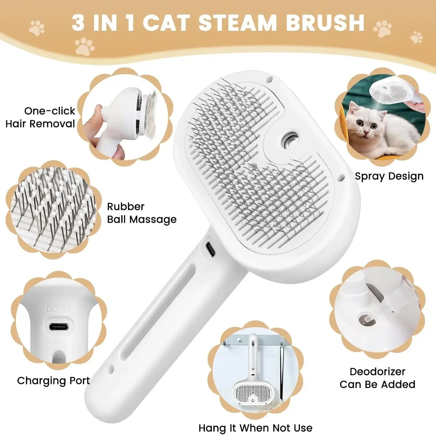 SteamPet Grooming Comb Pro Brush